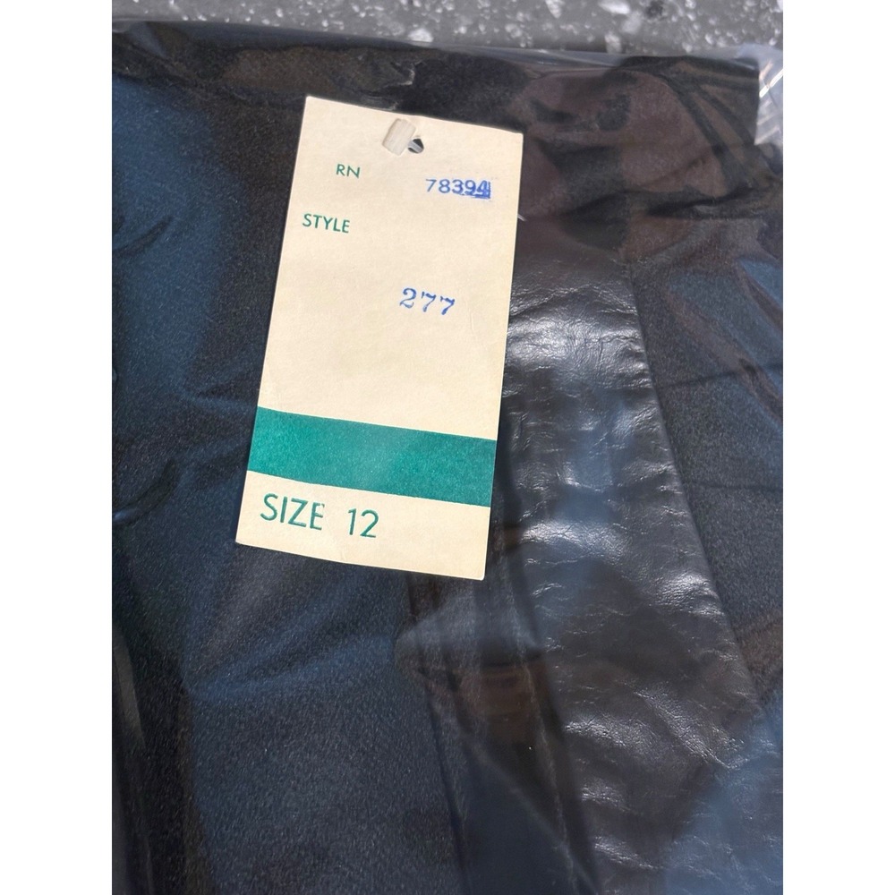Vtg Rafael Womens 100% Wool Black Jacket Skirt Suit Set Leather Accents Sz 12 - Picture 15 of 16